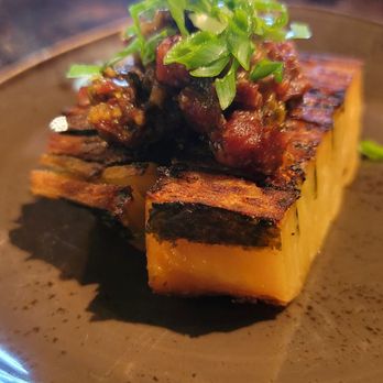 XO Restaurant - Seaweed potato Au Gratin, Portuguese sausage sauce - Asian Fusion Near Me - Honolulu, Hawaii XO Restaurant - Seaweed potato Au Gratin, Portuguese sausage sauce - Asian Fusion Near Me - Honolulu, Hawaii