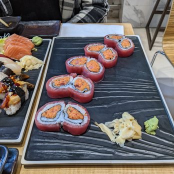 Ryo Sushi - a variety of sushi on plates - Sushi Bars Near Me - Chicago, Illinois