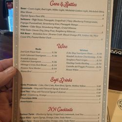 Union Avenue Bar and Eatery - Drink menu back.