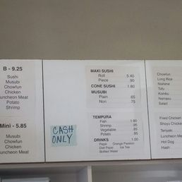 Menu. 06/07/18. Cash only.