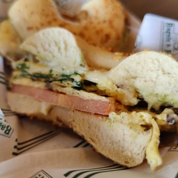 Bagels & Brew - Pesto Florentine sunrise bagel - Bagels Near Me - Lake Forest, California Bagels & Brew - Pesto Florentine sunrise bagel - Bagels Near Me - Lake Forest, California