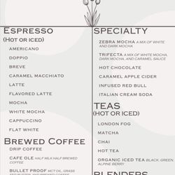 The Well Coffee And - Menu