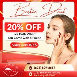 I Love Nails - BESTIE DEAL
20% OFF for BOTH of You When You Come with a Friend
Valid Until August 16, 2025
Good times are better when shar