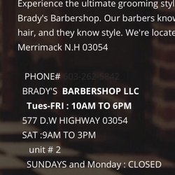 Brady’s Barbershop - Hours