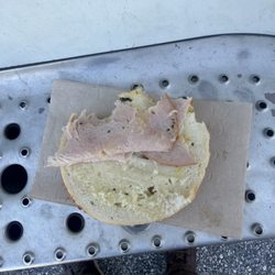 Caribou Coffee - Turkey Provolone on Asiago Bagel  They shorted me on my turkey bruh. Coffee is good, young lady at the counter was nice and friendly. 6.8/10
