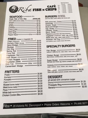 Menu photo 2 Riba Fish N Chips Auckland, AUK