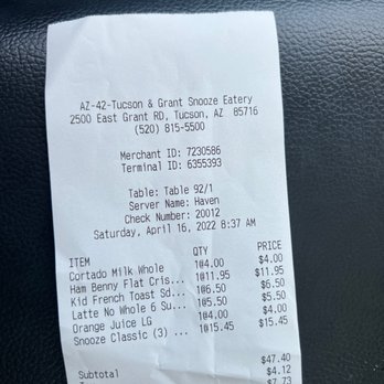 Snooze, an A.M. Eatery - My ticket - Breakfast & Brunch Near Me - Tucson, Arizona