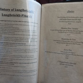 Restaurant Luegibrueggli - Menu as of July 2017 - Swiss Food Near Me - Unterseen, BE