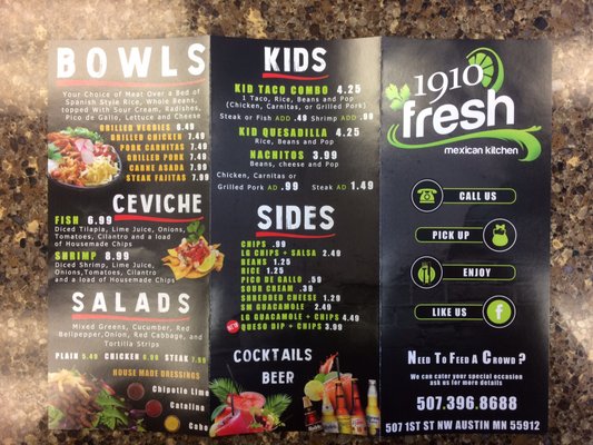 Menu photo 1 1910 Fresh Mexican Kitchen Austin, MN