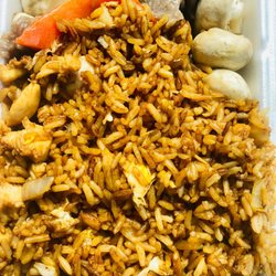 Fried rice and beef with mushroom
