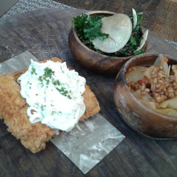 Husk - Catfish plate lunch  with kale salad and cabbage with wheatberries - Southern Near Me - Nashville, Tennessee