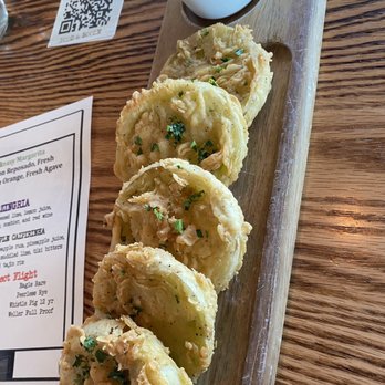 Whiskey Cake Kitchen & Bar - FRIED GREEN TOMATOES / $9 remoulade, lemon zest, parsley - New American Near Me - Katy, Texas Whiskey Cake Kitchen & Bar - FRIED GREEN TOMATOES / $9 remoulade, lemon zest, parsley - New American Near Me - Katy, Texas