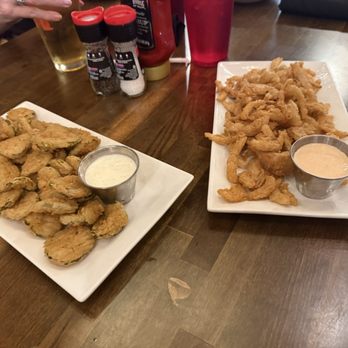 Saluda River Grill - Fried pickles and fried onion petals - New American Near Me - Piedmont, South Carolina Saluda River Grill - Fried pickles and fried onion petals - New American Near Me - Piedmont, South Carolina