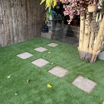 Smart Turf - Large pavers installed to the garden. - Artificial Turf Near Me - Santa Ana, California