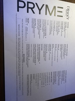 Menu photo 1 Pryme Greensboro, NC