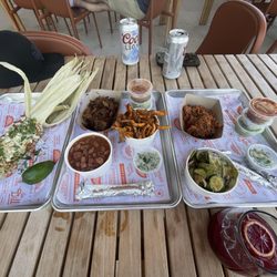 Neon Armadillo - Our lunch choices- the corn was by far the fav of the table