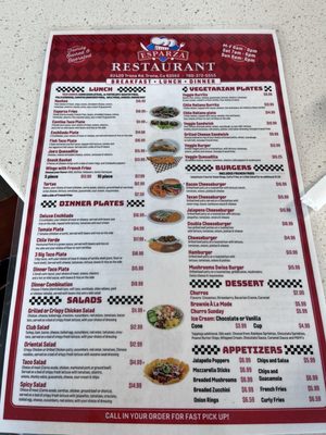 Menu photo 1 Esparza Family Restaurant Trona, CA