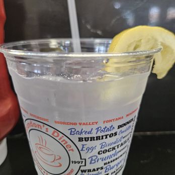 Brandon's Diner - Water w/Lemon wedge - Breakfast & Brunch Near Me - Riverside, California