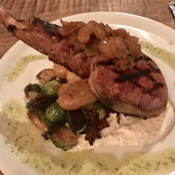 Hook & Hoof - Pork chop with Demerara Sugar & Bacon Brussels - New American Near Me - Willoughby, Ohio