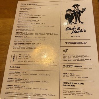 Stub & Herb's - Menu - American Near Me - Minneapolis, Minnesota Stub & Herb's - Menu - American Near Me - Minneapolis, Minnesota