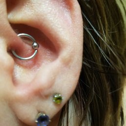 Nicely healed daith piercing for headache relief. Nicely healed daith piercing for headache relief.