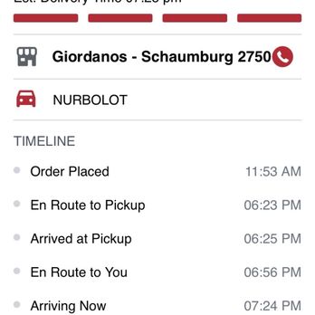 Giordano's - My online order and drivers notes - Pizza Near Me - Schaumburg, Illinois