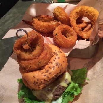 Bareburger - Cobble Hill - Go hard or go home, supreme burger and onion rings and sweet potato combo !! - Burgers Near Me - Brooklyn, New York