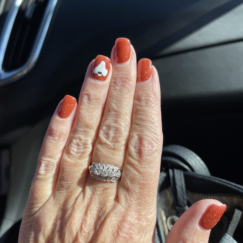 Envy Nails - Powder coated nails with my little ghost friend! - Nail Salons Near Me - Moncks Corner, South Carolina