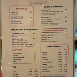 Breakfast menu