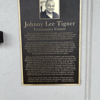 Johnny L Tigner Center - Johnny Lee Tigner plaque at entrance of building. - Recreation Centers Near Me - Deerfield Beach, Florida Johnny L Tigner Center - Johnny Lee Tigner plaque at entrance of building. - Recreation Centers Near Me - Deerfield Beach, Florida