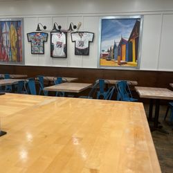 Inside restaurant seating section