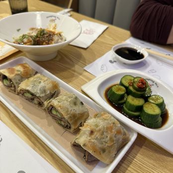 Dumpling Mix - Beef Rolls, Cucumber Salad, Spicy Wontons with Sesame Sauce - Shanghainese Near Me - Redondo Beach, California