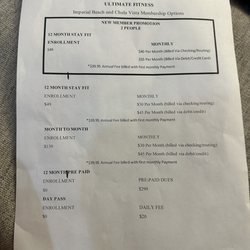 Ultimate Fitness - Their prices as of 10/15/2024