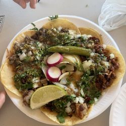 La Perla Del Pacifico - Carne Asada, El Pastor, and shredded pork tacos