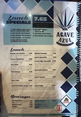 Menu photo 1 Agave Azul Cocina Mexicana Edmond, OK