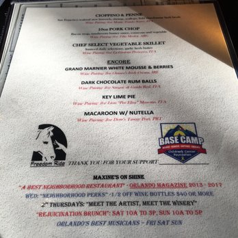 Maxine's On Shine - Magical Dining menu - New American Near Me - Orlando, Florida Maxine's On Shine - Magical Dining menu - New American Near Me - Orlando, Florida