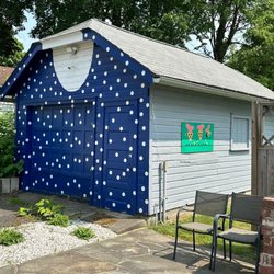 Lucille Ball's Childhood Home - garage with polka dot door