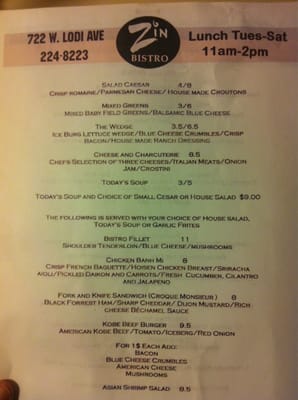 Menu photo 6 Zin Bistro Lodi, CA