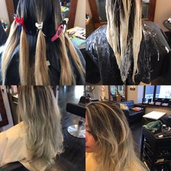 Juun Hair - Balayage  Black to Blonde to Silver Grey