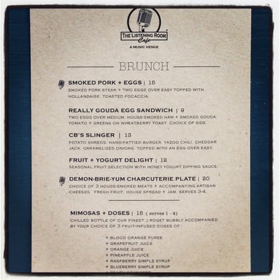 Menu photo 8 Listening Room Cafe Nashville, TN