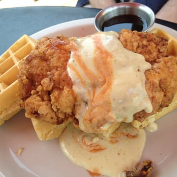 The Quarter Bar - chicken & waffles! The sauce has a tiny little spicy kick! - Bars Near Me - Dallas, Texas The Quarter Bar - chicken & waffles! The sauce has a tiny little spicy kick! - Bars Near Me - Dallas, Texas