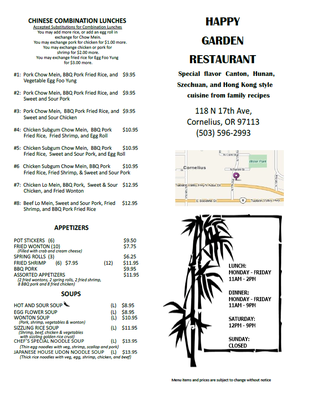 Menu photo 4 Happy Garden Chinese Cornelius, OR