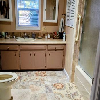 Reliable Home Works - Bath room makeover including cabinets and walls being painted. New flooring and lighting. - Handyman Near Me - Panama City, Florida Reliable Home Works - Bath room makeover including cabinets and walls being painted. New flooring and lighting. - Handyman Near Me - Panama City, Florida