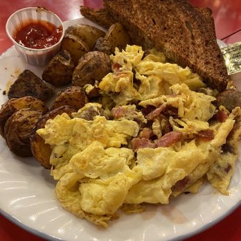 The Toasted Owl Cafe - Bacon 'R' Sausage Scramble - Breakfast & Brunch Near Me - Phoenix, Arizona The Toasted Owl Cafe - Bacon 'R' Sausage Scramble - Breakfast & Brunch Near Me - Phoenix, Arizona