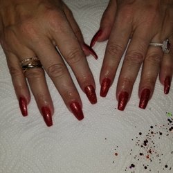 Just Nails by Marie - Red fullset ballerina nails.