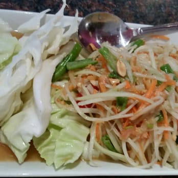 Suthathip Thai Restaurant - Green papaya salad, get this MILD or you'll be sorry. Spicy spicy spicy when you ask for mild. - Thai Near Me - Anaheim, California
