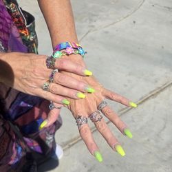 Royal Nails - Summer lemon lime ombre nails with glow in the dark on top.