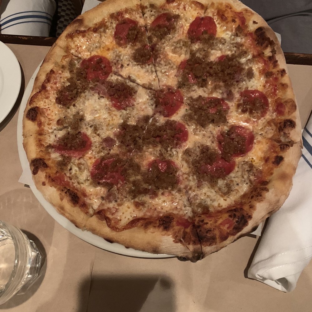 Corkscrew Cafe - Sausage and pepperoni pizza. Crispy crust is always great! - American Near Me - Carmel Valley, California Corkscrew Cafe - Sausage and pepperoni pizza. Crispy crust is always great! - American Near Me - Carmel Valley, California