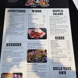 Shooterz Sports Bar & Grill - Menu 1