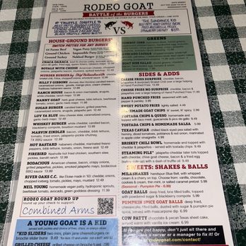 Rodeo Goat - Rodeo goat menu. Keep up the great work. Love it - Burgers Near Me - Houston, Texas Rodeo Goat - Rodeo goat menu. Keep up the great work. Love it - Burgers Near Me - Houston, Texas